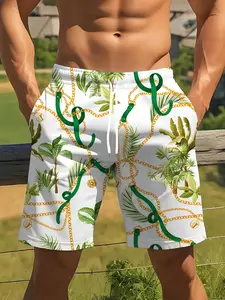 Men's Drawstring Beach Shorts, Summer Essential, Breathable Cool Fabric, Soft Comfort, Pineapple 3D Print, Casual Fashion