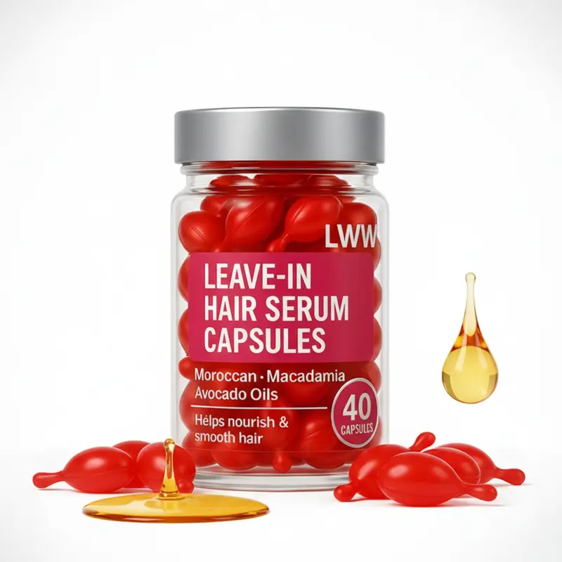 LWW Leave-In Argan Oil Haircare Treatment Capsules Pack - 40 Pcs, Natural Haircare Formula Lotion, Vitamins A/C/E + Pro-B5, Avocado Oil, Lightweight Frizz Control, Versatile Hair Therapy for Shiny, Soft Silky Hair