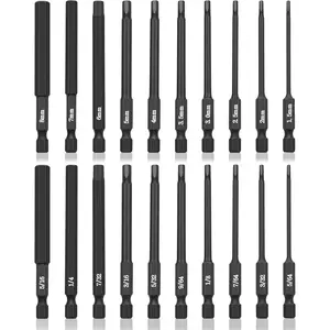 20 count Hex  Allen Wrench Drill Bit Set, 1/4 Inch Shank Metric and SAE S2 Steel Hex Bit Set,  Tips 3 Inch Long