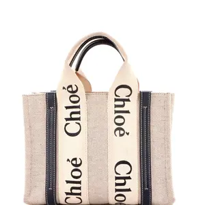 Pre-owned Chloé Canvas Plain Tote Bags REBAG Chloe Woody Tote Canvas with Leather Small by Rebag