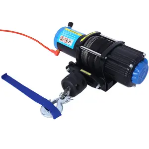 12V 4500 lb Waterproof ATV UTV Electric Winch with Aluminum Components, Synthetic Rope, Wireless-Wired Remote Kit, for Towing, Off-Road Use