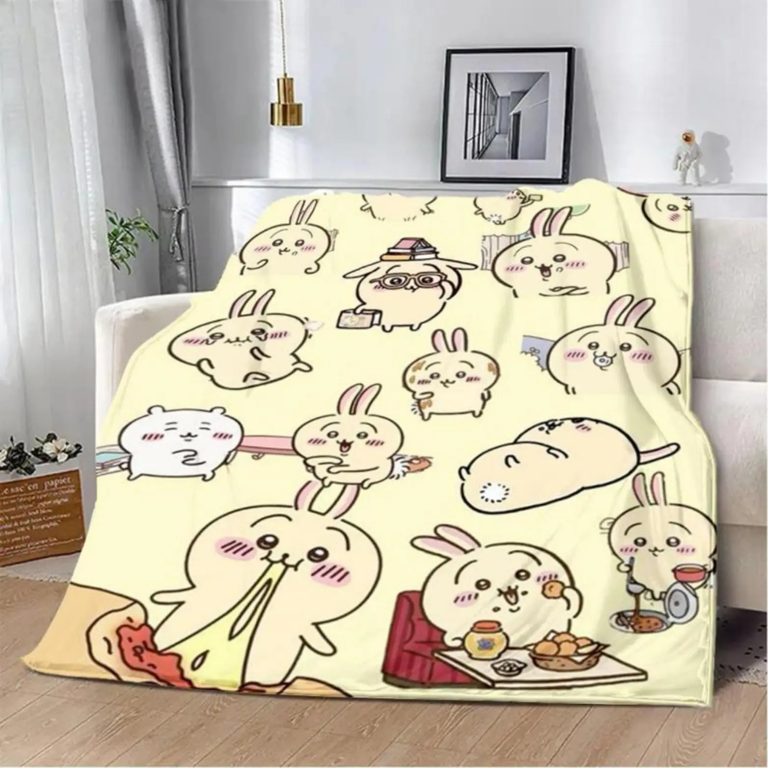 Soft Comfortable Funny Throw Blanket Cute Cartoon Chiikawa Printed Blanket Picnic Blankets Warm And Home Travel Birthday Gift