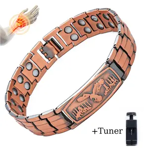 Magnetic Bracelet for Men with Adjustable Sizing Tool & Eagle Pattern - Magnetic Field Therapy Jewelry Gift for Men, Male