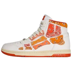 AMIRI High-Top Sneakers for Men in White and Orange Trending Shoes, House White Official Shoes to Get / Maison Mihara