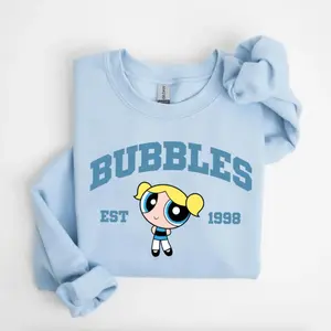 #Powerpuffff Girls Gym Sweashirt, Cute Cartoon Sweatshirt, Gym Shirt, Graphic Gym Shirt, Vintage Washed Tee Cotton, Gym Shirt Women, For Men, Full Size