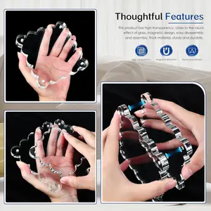 Magnetic Picture Frames 4x4 2Pack Clear Freestanding Photo Frame Double-Sided Scalloped Edges 10+10mm Thick Block for Modern Desktop Display & Perfect Gifts (2 Pack, 4X4)