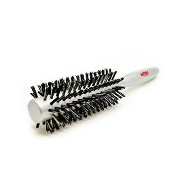 Professional Round hair Brush Natural Boar Bristle Size Small (Silver) By Alpha New York