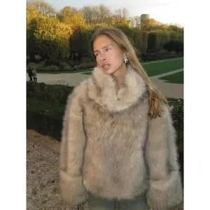 Women’s Faux Fur Hoodie, High-Neck Loose-Fit Pullover, Autumn/Winter Casual Warm Sweater, Eco-Friendly Material, New Arrival