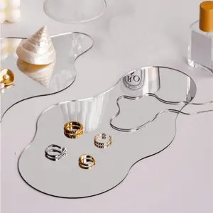 Mirror Surface Storage Tray Display Jewelry Plate, Bedroom Entryway Photo Prop, High Aesthetic Value Organizer, Decorative Accessory