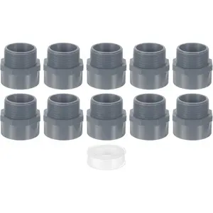10Pcs 2" 2-Way PVC Male Adapter Pipe Fitting Grey Hose Connector Coupling with Sealant Tape
