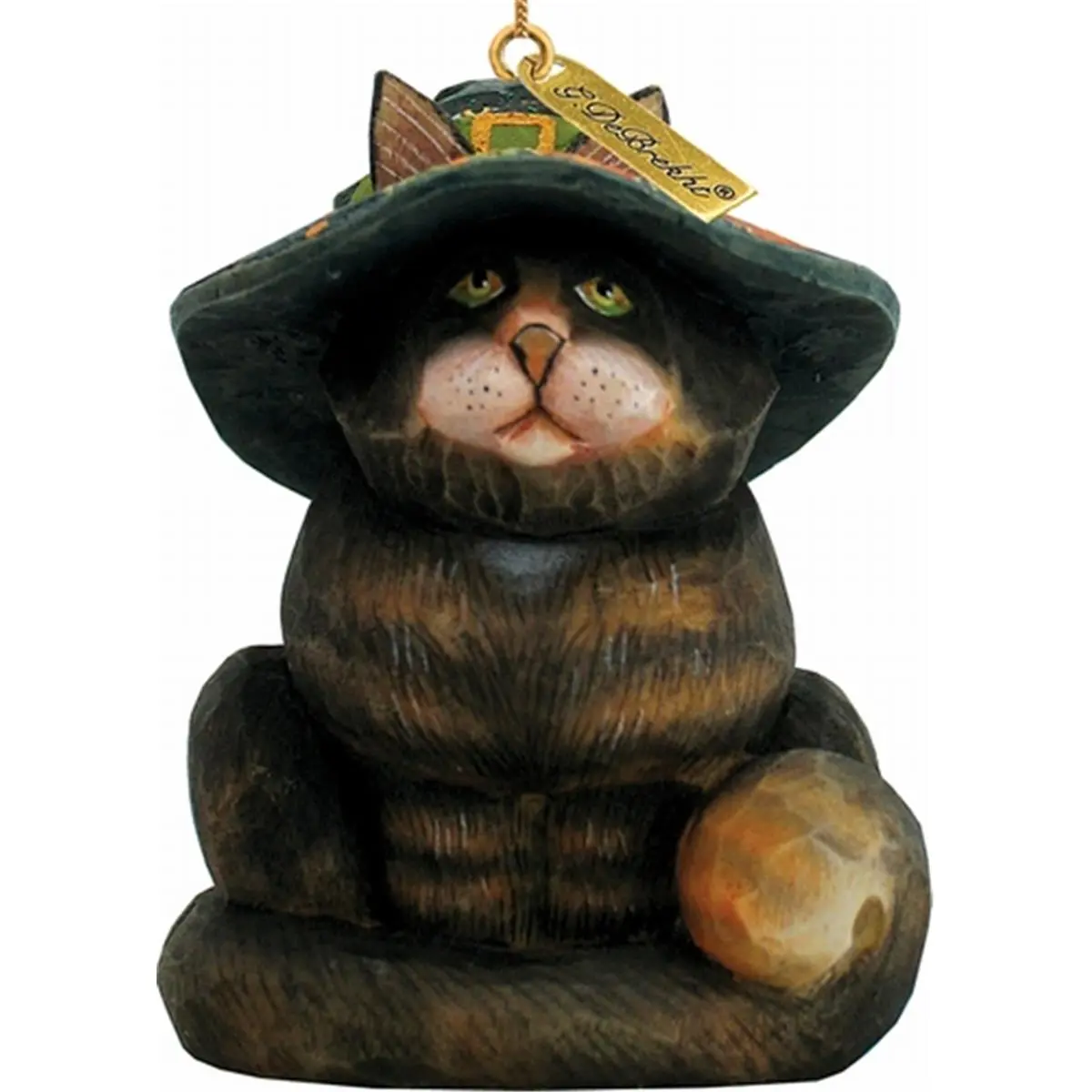 G.Debrekht 654111 Wood Christmas Cat Ornament, 2.5 in, Holiday Festive Decor for Home