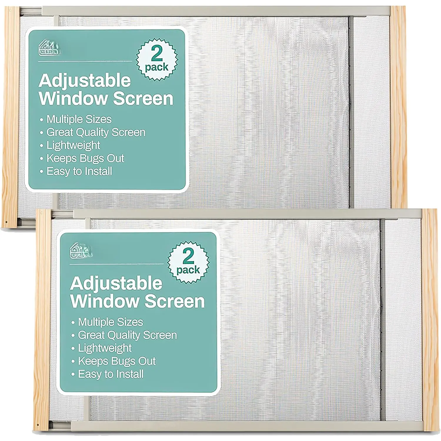 2-Pack Adjustable Horizontal Window Screen 19-33 inches Wide, 15 Inch High,  and Mosquito Netting, Replacement WindowScreen for Kitchen Windows, RV Camper, Dorm Ventilation