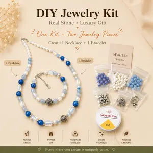 Natural stone beads with charms Jewelry Kit for Adults – DIY Jewelry Making | Magical Handmade presents for Friendship Bracelets + Necklaces
