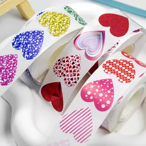 500pcs Roll-up Stickers Red Star-shaped Love Series Sealing Stickers Cup Laptop Suitcase Notebook DIY Decorative Stickers Birthday Gift Sticker Paper