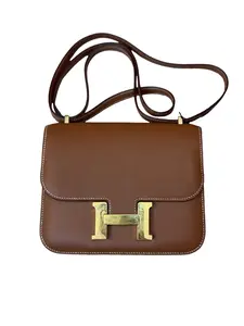 Pre-owned HERMÈS leather Shoulder Bags Hermes Constance 18 Gold Swift with Gold Hardware
