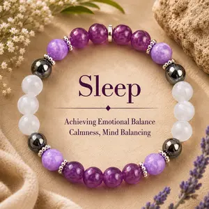 Purple Crystal Bead Elastic Bracelet - Sparkling Faux Crystal Costume Jewelry, Sleep-Enhancing, Prosperity-Infused, Serenity-Bringing Unisex Gift