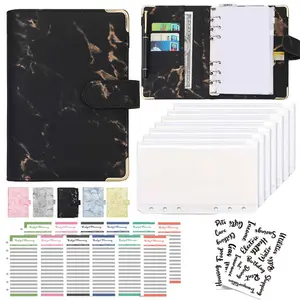 A6 binder envelope money saving challenge binder leather PU 6-hole loose leaf notebook cash budget budget binder leather A6 cash envelope money saving binder zipper envelope cash envelope for budget saving challenge book