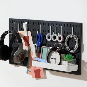 Keepo Pegboard Combination Kit, Pegboards and Accessories Modular Hanging for Wall Organizer, Crafts Organization, Ornaments Display, Nursery Storage, Peg Board (Black, 22″*11″)