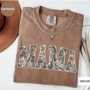 Comfort Colors Hunting Mama T-Shirt, Camo Mama Shirt, Mother_s Day Gift, Camouflage Mama T-Shirt, Varsity Mama Shirt, Retro Mam Shirt