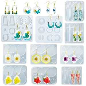10 Pack Resin Earring Mold,Silicone Jewelry Molds Set for Epoxy Resin Dangle Pendant Molds for Women Ladies,Christmas Party Gifts,Hand Tools Kits