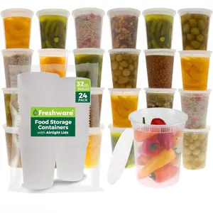 24 pack 32 oz Deli Clear Containers for Meal Prep and Diet Planning