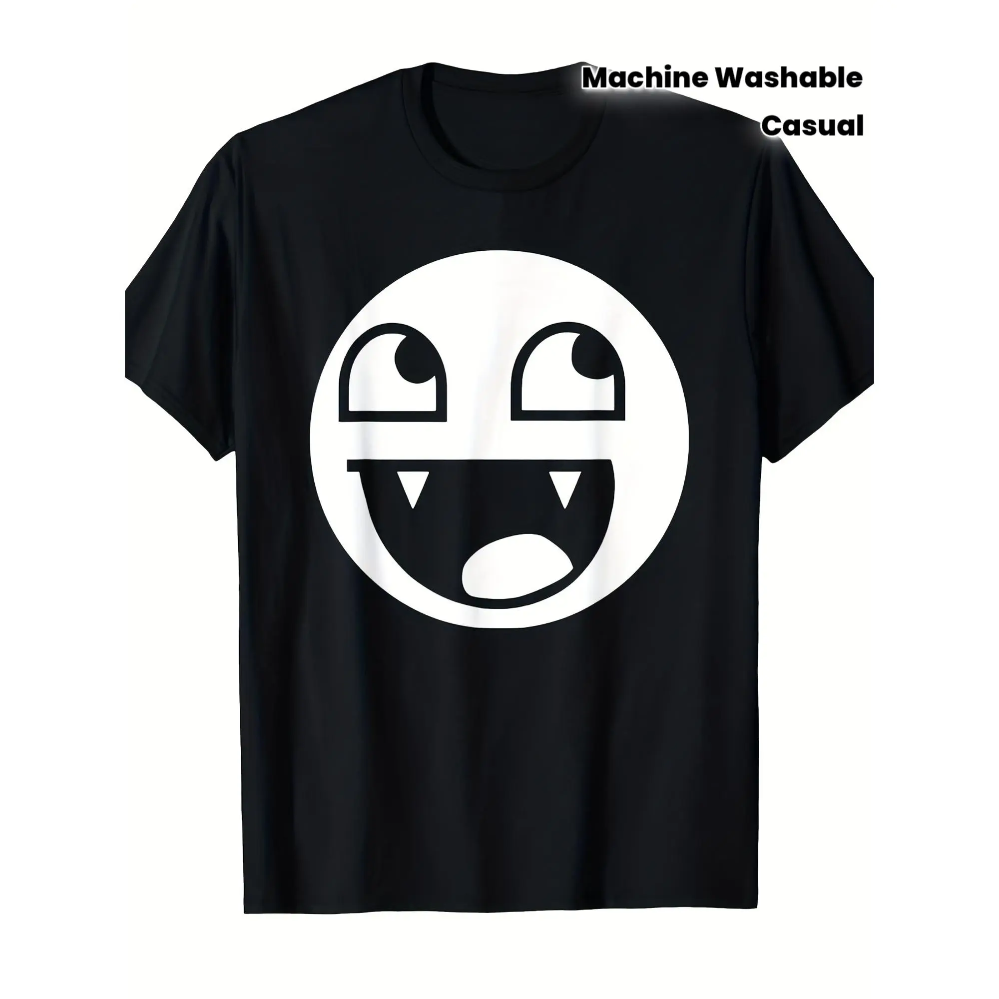 Men's Y2K Emo Vampire T-hirt- Vintage Bat and Vampire Face Print Paired with a Humorous Joyful Face, Suitable for Costume Parties, Themed Events, and Casual Attire. Round Neck, Short-sleeved, Casual Base Shirt, Machine Washable, Emo Gothic Street St