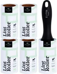 Elitra Extra Sticky Lint Roller with Lightweight Handle & 4 Refill Packs (450 Sheets) - Effortlessly Remove Pet Hair, Dust & Lint for a Clean Home & Clothes!