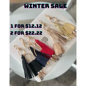 Power Up Leather Tassel Keychain