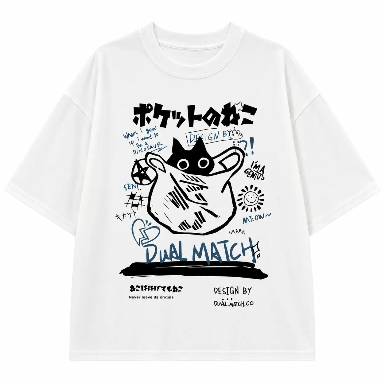 Menswear Top, Unisex Anime Short-Sleeve Round Neck Tee - Cute Kawaii Tuxedo Cat & Dual Match Manga Print, Y2K Harajuku Streetwear, 95% Polyester/5% Spandex Stretch Fit for Casual Summer Outfits