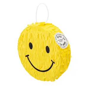1 3/4" x 7" Mini Round Yellow Smile Face Piñata Decorations - 3 Pc.
