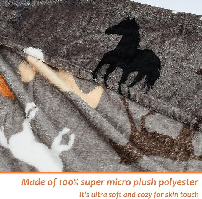 Wearable Horse Pattern Blanket with Sleeves, Super Soft Warm Snuggy Body TV Throw Blanket for Home Office Lounge, Horse Gift for Adult Women Men