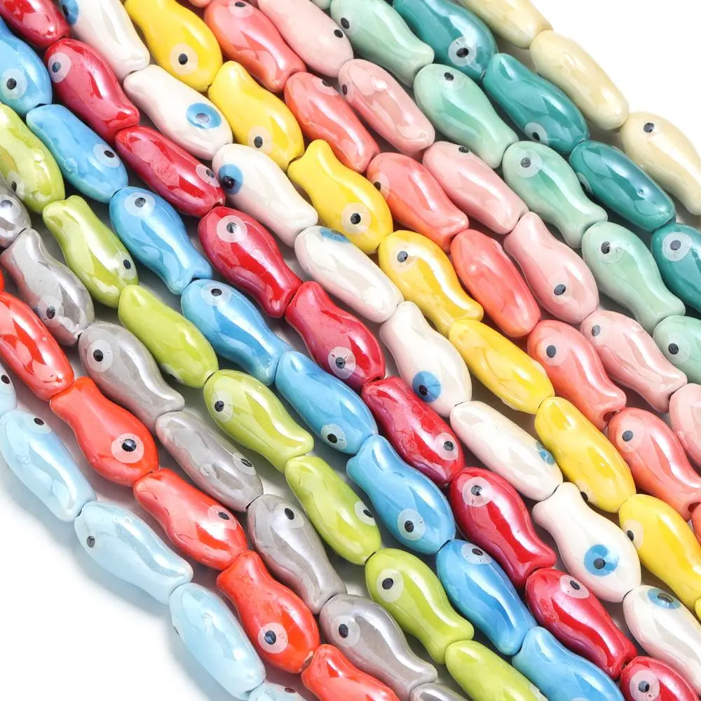 10pcs/lot Cute FIsh Shape Beads Colorful Ceramic Beads Loose Beads For  Jewelry Making DIY Necklace Bracelets Gift Accessories