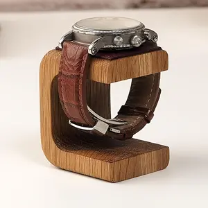 1pc Solid Pine Wood Watch Display Stand - Dual Watch Holder with Secure Slots, Scratch-Resistant Jewelry Organizer for Desk, Dresser, Retail Store - Premium Craftsmanship, Minimalist Design, Smooth Finish, Fashionable Watch Accessories