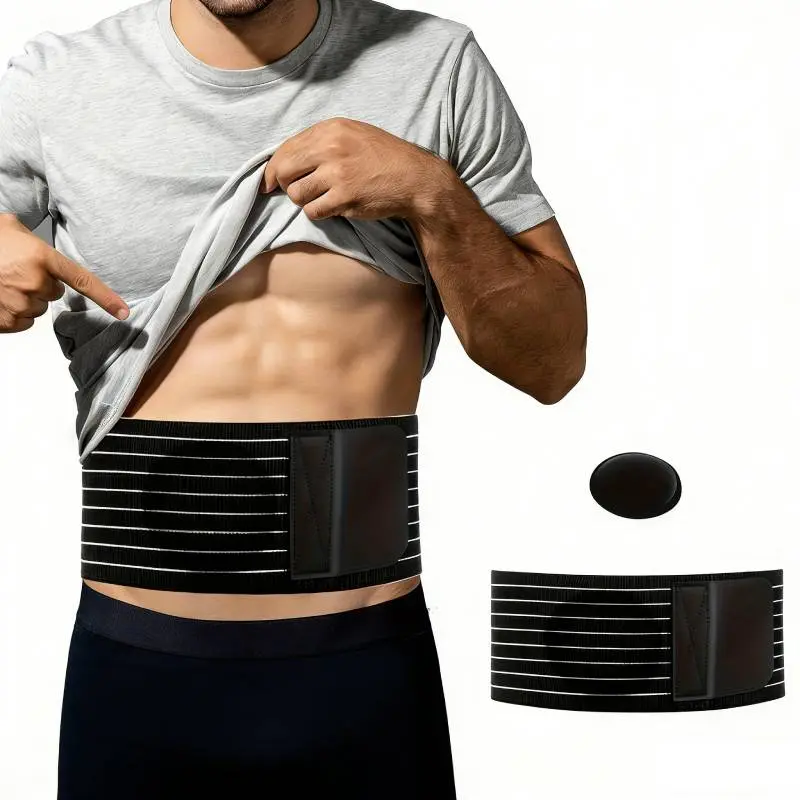 Adjustable Umbilical Hernia Abdominal Binder for Men & Women, Solid Breathable Elastane Support Belt for Post-Surgery & Back Pain Relief