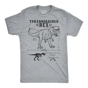 Mens Funny T Shirts Tyrannosaurus Rex Infographic Awesome Dino Tee For Men Mens Funny T Shirts Cool Vintage Fashion T-Shirt Gift Classic Menswear Science Apparel for Men Funny Dinosaur Short Sleeve Novelty Tees Light Grey