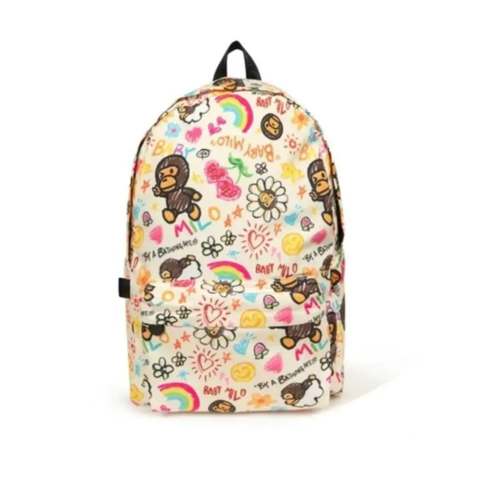 Cute Cartoon Monkey Print Backpack, LargeCapacity Graffiti Student School Bag, Large Size
