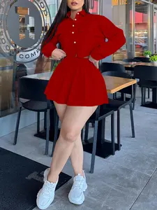 Women's Fashion Casual Sporty Plain Color Solid Half Skirt Set Two-Piece Outfit, Fitted Design for All Seasons, Stylish and Comfortable