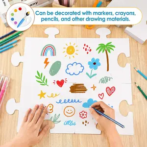 15/30 Pcs Large White Blank Puzzle Pieces Bulk to Draw on Make Your Own Jigsaw Puzzle Pieces Giant Double Blank White Papers for Kids Adult DIY Arts and Crafts Projects (8 x 9 Inch)