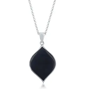 Sterling Silver Onyx Marquise Pendant