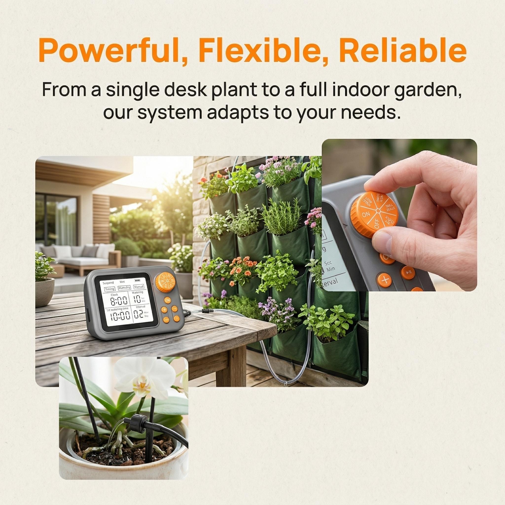 Large Display Automatic Plant Waterer Indoor for Pot Plants,Cycle & Soak Mode Vacation Self Watering Drip Irrigation System Device Kit Office Patio Greenhouse Grow Tent Water 10-15 Plants