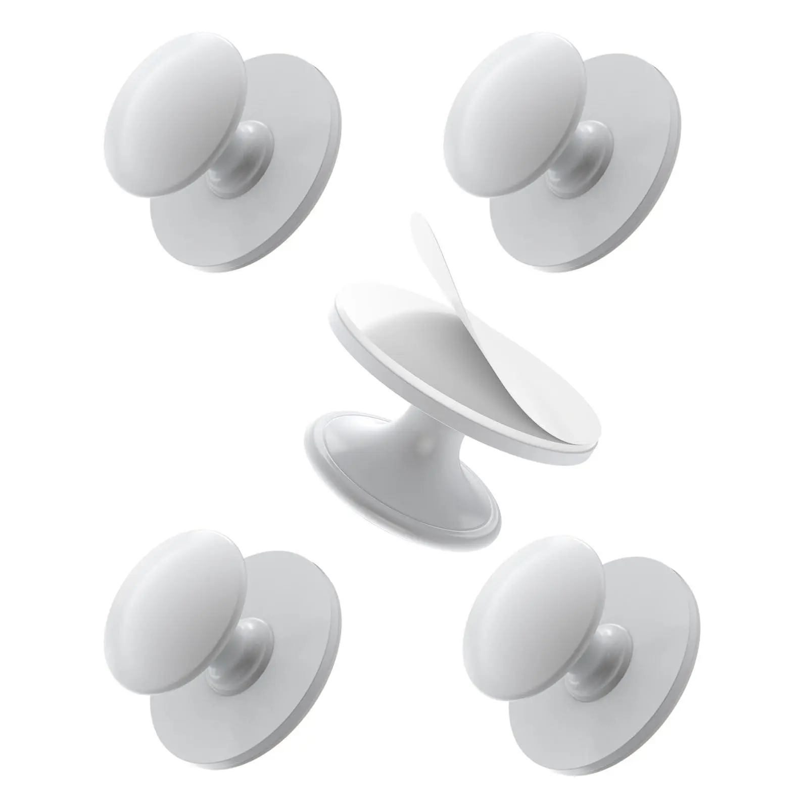 5 Pack Self Adhesive Cabinet Knobs  No Drilling Stick Drawer Knob Stick-on Kitchen Stainless Steel Handle Pull for Window Wardrobe Dresser Cupboard Closet (5 White)