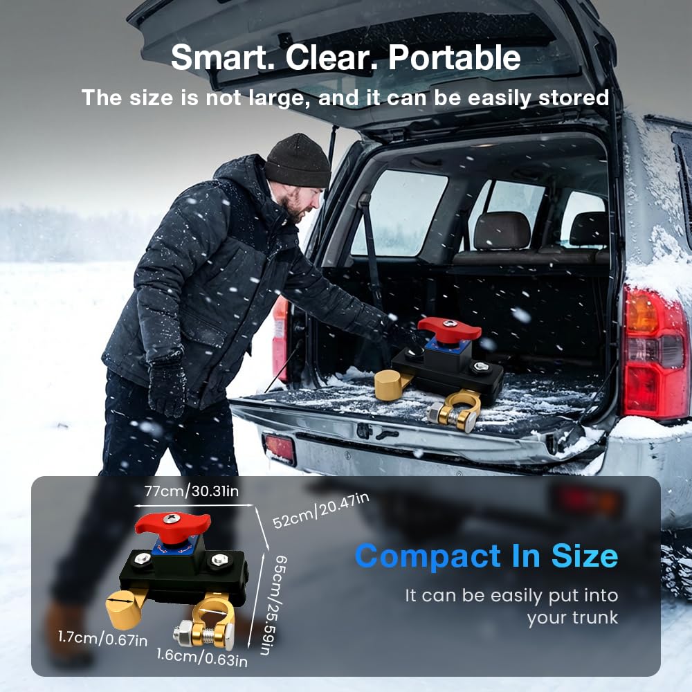 Car Battery Power Cut-Off Switch Breaker, 2026 New Car Battery Disconnect Switch Adjustable Pure Copper Stable Transmission High Conductivity 12v-24v Disconnect Switch for Car Truck Boat