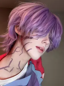 Unisex K-Pop Short Light Anime Cosplay Wig with Bangs, Spiky Layered Costume Wigs for Halloween & Daily Wear