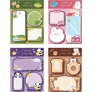 Pack of Cute Sticky Notes-Cartoon Animal Sticky Memo Pads, Kawaii Small Self-Stick Memo Note Pads for Office and School Supplies