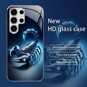 Suitable for [Galaxy S23 Ultra] Simple Scorpion Series Metal Paint Tempered Glass Protective Case Anti-fouling Fashion Trend Personality Hot Sale 995