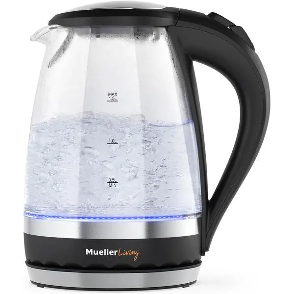 Mueller Living 1.5L Electric Kettle - Cordless Pour, Auto Shut-Off, Speed Boil Water Boiler for Tea Preparation