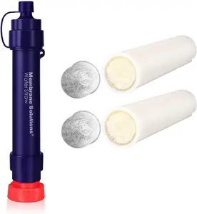 Membrane Solutions WS02 Water Filter Straw With Replaceable Filter Elements Detachable 4-Stage 0.1-Micron, Survival Gear Equipment for Camping Travel