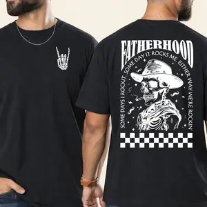 Fatherhood Sometimes I Rock It, Sometimes It Rocks Me T-Shirt 100% Cotton – Funny Gift for Dads, Papas & Rocker Dads on Father’s Day Gift Tee