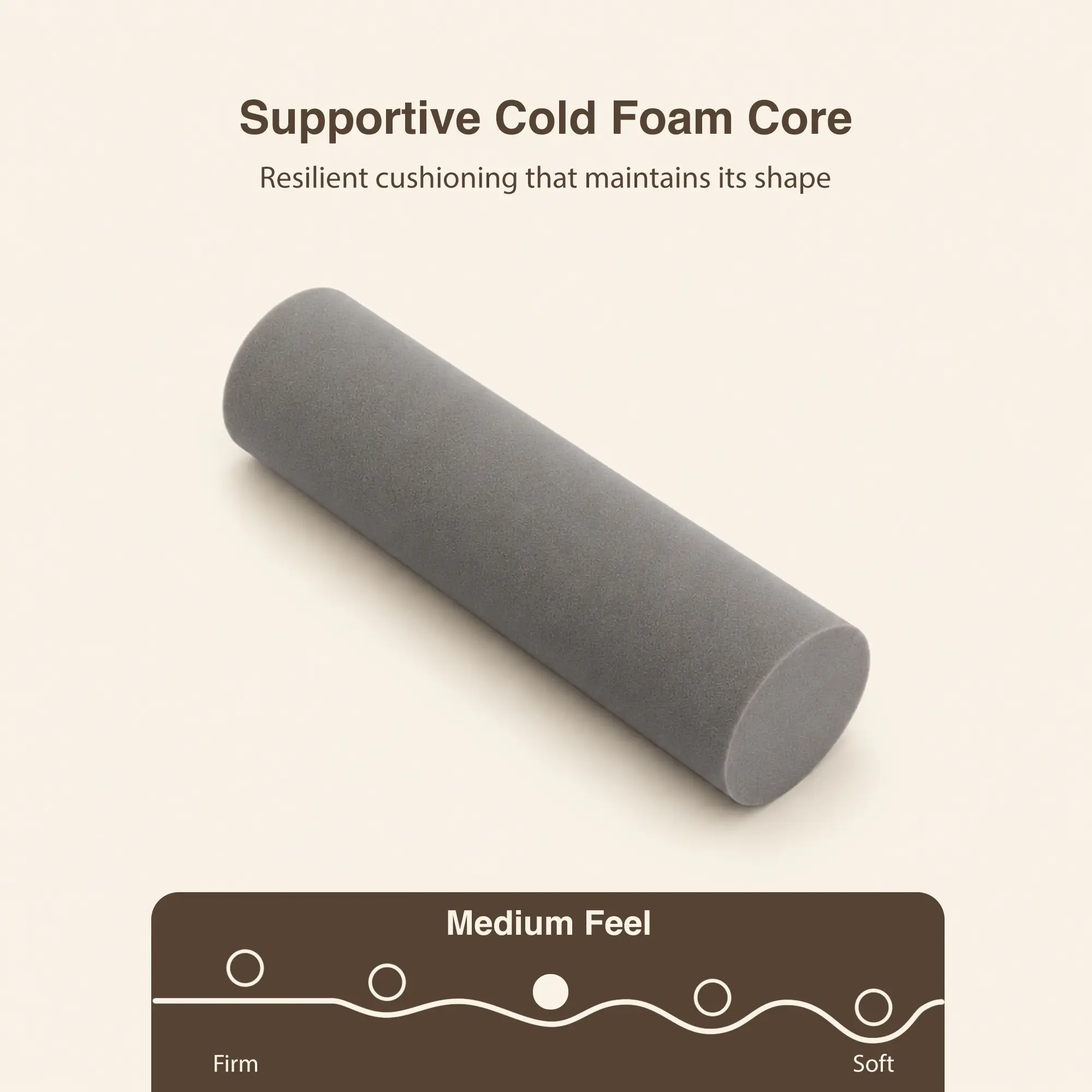 DR.LOMILOMI Massage Full-Round Bolster Pillow 21.5" L x 5.5" W, High Density Foam Therapy Cushion for Massage Table, Spa, Chiropractic & Physical Therapy, Waterproof PU Leather Neck, Knee & Lumbar Support Pillow