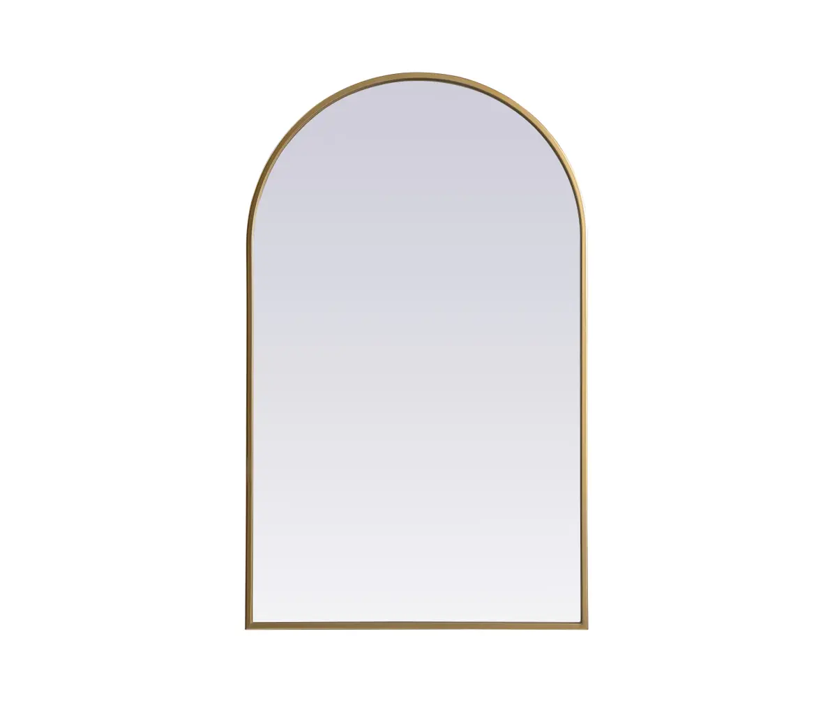Elegant Decor MR1A2236BRS Framed Vertical Brass Metal Arch Wall Mirror, 22x36 in., Iron-MDF Construction, Wall Mount, 1-Piece Easy Installation, Adds Depth to Bedroom-Living Room Home Decor Accent